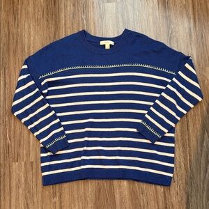 Lilly Pulitzer Navy and Cream Striped Crewneck Sweater